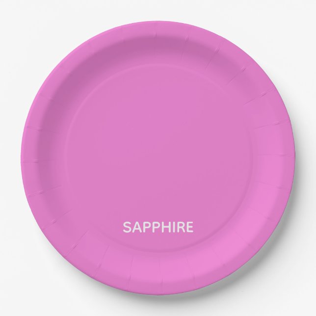 Prato De Papel Nome da cor rosa de apphire (Frente)