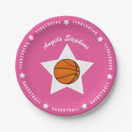 Prato De Papel Nome das Estrelas de Basquete Rosa