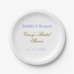 Prato De Papel Nome data do chá de noiva borbulhante e brunch rox