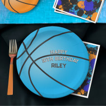 Nome de Aniversário Feliz de Basquete Azul Claro
