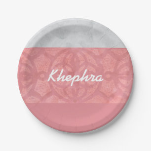 Prato De Papel Nome de Aquarela da Cinza Rosa-Rosa-Rosa