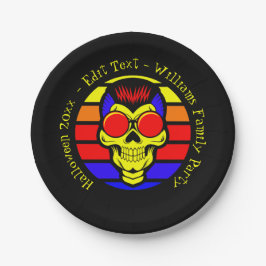 Prato De Papel Nome do Halloween Ano 20xx Texto Retroativo Caveir