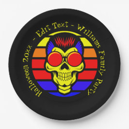 Prato De Papel Nome do Halloween Ano 20xx Texto Retroativo Caveir