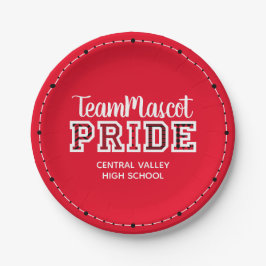 Prato De Papel Nome do Mascot do Orgulho da Escola Vermelha