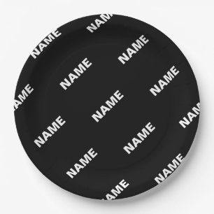 Prato De Papel Nome Editável Repetível Negrito Branco preto sim
