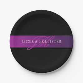 Prato De Papel Nome Elegante e Monograma Inicial/s