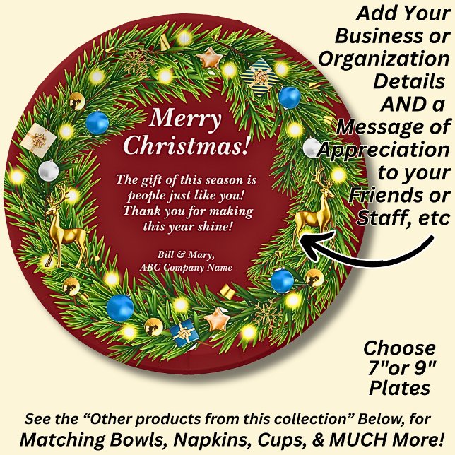Prato De Papel Nome Mensagem, Empresa Business Office Natal 7" (Criador carregado)