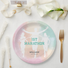 Prato De Papel Nome Personalizado 1Parte de Celebração da Maraton