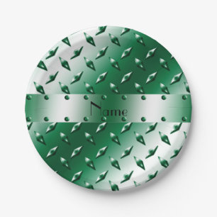 Prato De Papel Nome personalizado aço em chapa verde escura