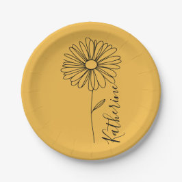 Prato De Papel Nome personalizado April daisy Birth Flower