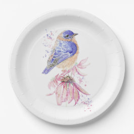 Prato De Papel Nome personalizado Aquarela Bluebird Garden Bird A