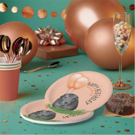 Prato De Papel Nome Personalizado Birthday Guiné Porco Laranja Ba