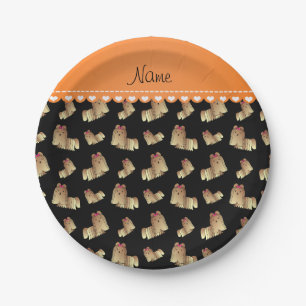 Prato De Papel Nome personalizado Black shih tzu dog