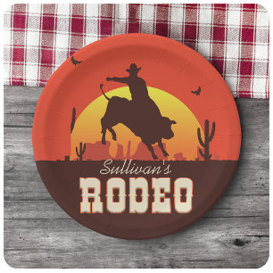 Prato De Papel NOME Personalizado Bull - Bull - Rider Rodeo Ocide