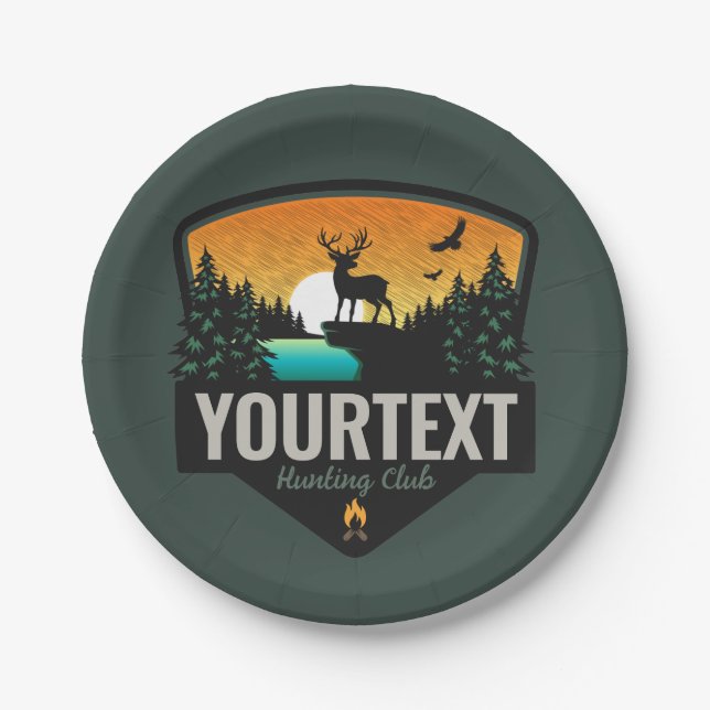 Prato De Papel NOME Personalizado Caça Selvagem de Elk Sunset (Frente)