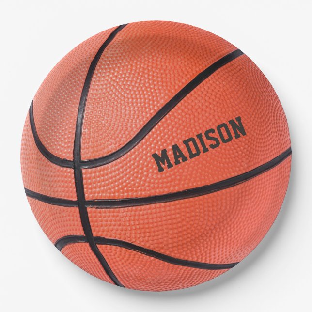 Prato De Papel Nome personalizado de basquetebol (Frente)