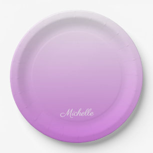 Prato De Papel Nome personalizado do Lilac ombre roxo