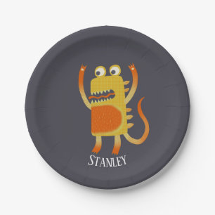 Prato De Papel Nome Personalizado do Monster Stanley