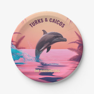 Prato De Papel Nome personalizado e golfinho de destino