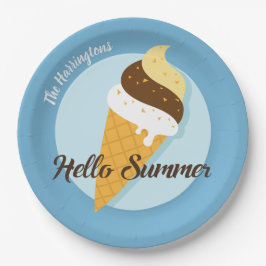 Prato De Papel Nome personalizado e Sorvete de cores