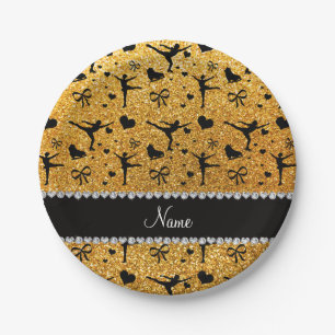 Prato De Papel Nome personalizado esfola de figuras amarelas
