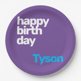 Prato De Papel nome personalizado feliz aniversário mínimo modern