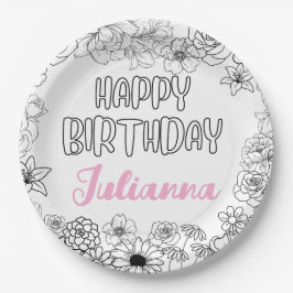 Prato De Papel Nome Personalizado Froral Napkins