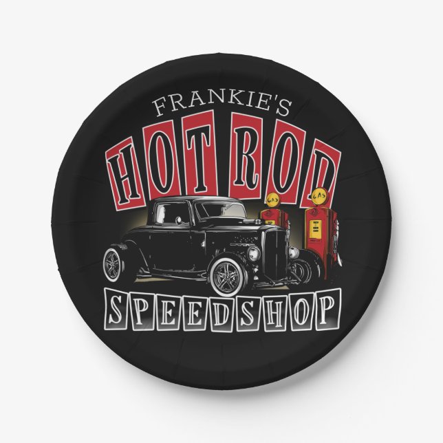 Prato De Papel Nome Personalizado Garagem de Estação de Gás Compr (Frente)