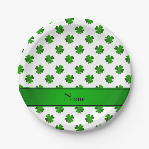 Prato De Papel Nome personalizado: "green shamrocks" - faixa verd