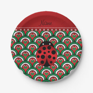 Prato De Papel Nome personalizado ladybug metade dos círculos ca