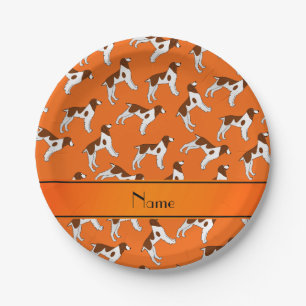 Prato De Papel Nome personalizado larange brittany spaniel dog