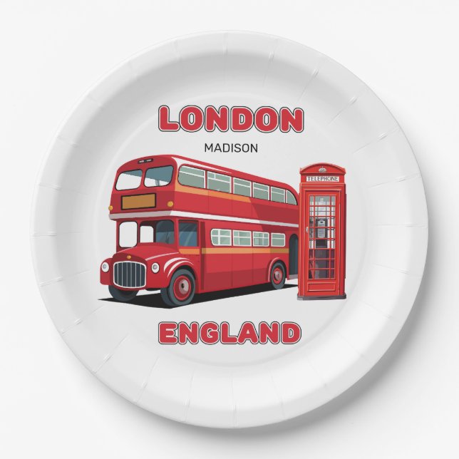 Prato De Papel Nome Personalizado Londres Inglaterra (Frente)