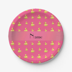 Prato De Papel Nome personalizado padrão de pata de borracha rosa