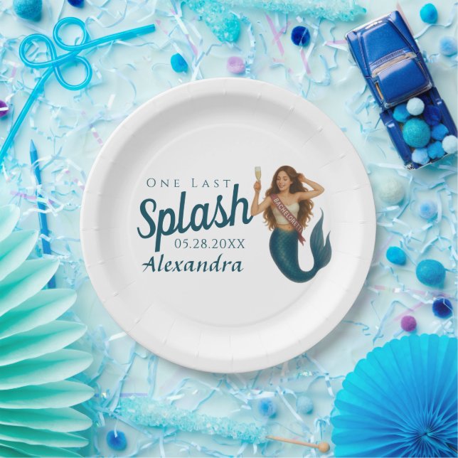 Prato De Papel Nome Personalizado Sereia Bachelorette (Festa)