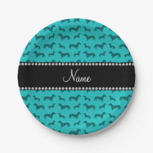 Prato De Papel Nome personalizado "turquoise dachshances"