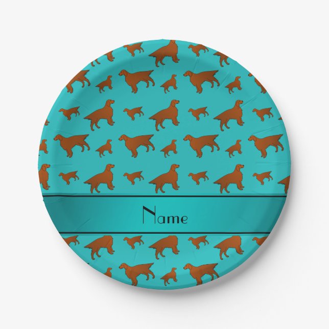 Prato De Papel Nome personalizado turquoise irish setter (Frente)
