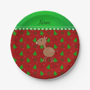 Prato De Papel Nome personalizado veer red tree stars