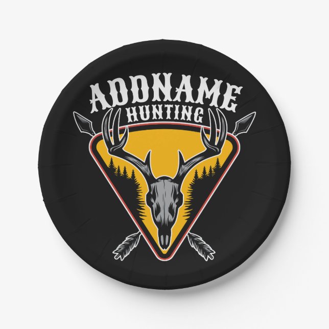 Prato De Papel NOMES ADD Caçador de Elk Caveira Grandes Caçadores (Frente)