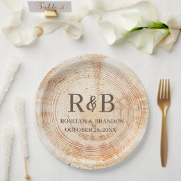 Prato De Papel Nomes de Monograma Personalizado De Casamento Russ