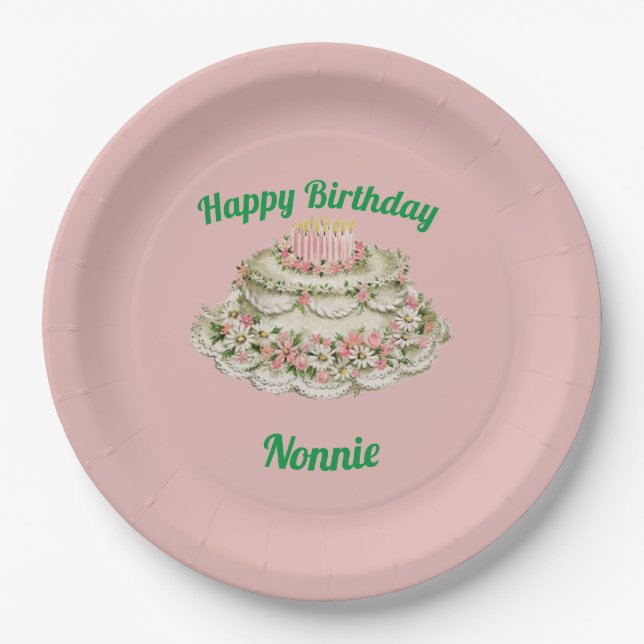 PRATO DE PAPEL NONNIE ~ VINTAGE BIRTHDAY  (Frente)