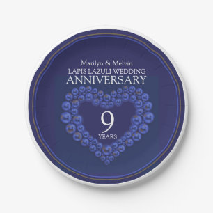 Prato De Papel Nono aniversário de casamento Bead Hearis Lapis L