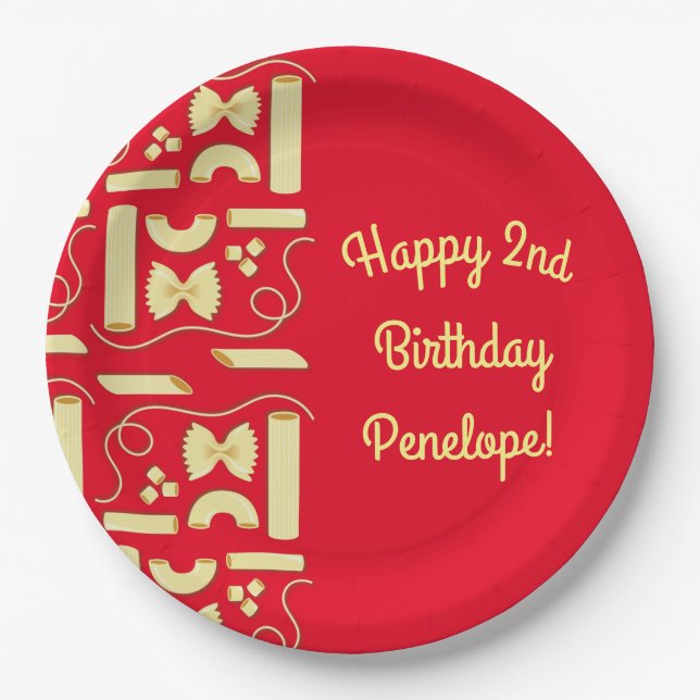 Prato De Papel Noodles Pasta Kid Party - primeiro aniversario Ita (Frente)