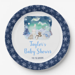Prato De Papel Northern Lights Arctic Animals Baby Shower
