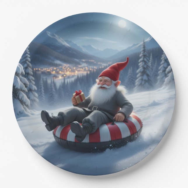 Prato De Papel Norwegian Nisse Sledding, Paper Plates (Frente)