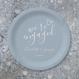 Prato De Papel Nós Estamos Noivos Festa de Noivado Azul Poeirento