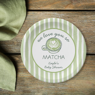 Prato De Papel Nós Te Amamos Tanto Chá Verde Matcha Chá de Bebê