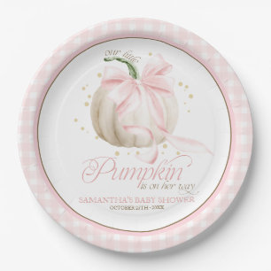 Prato De Papel Nossa Pequena Abóbora Rosa Xadrez Personalizado