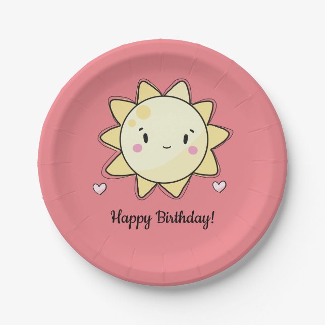 Prato De Papel Nossa Pequena e Feliz Prata de Aniversário (Frente)