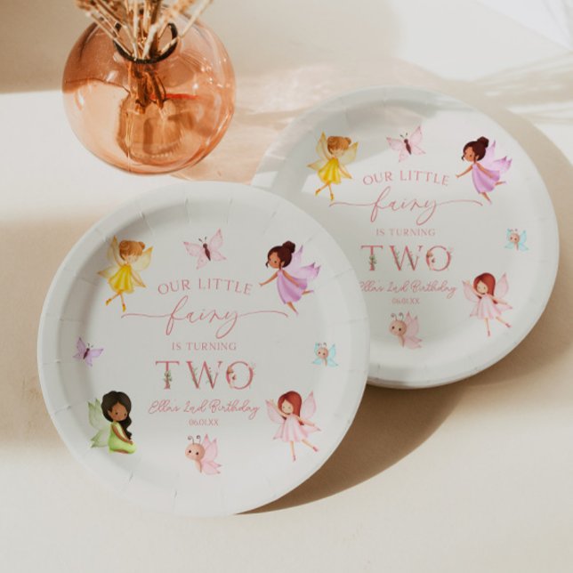 Prato De Papel Nossa pequena fada Festa de segundo aniversário En (Criador carregado)