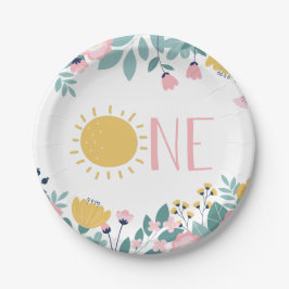 Prato De Papel Nossa Pequena Flor de Sol ONE Aniversário